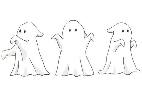 halloween cartoon ghost cutscene. illustration.doodle. Alpha