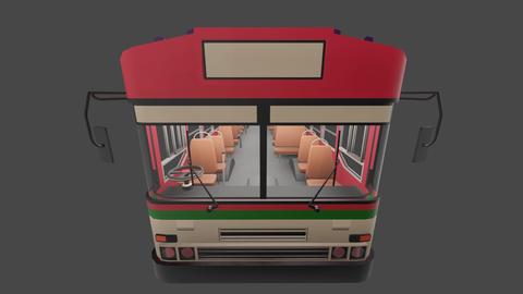 Low-poly thailand city bus red green white color model