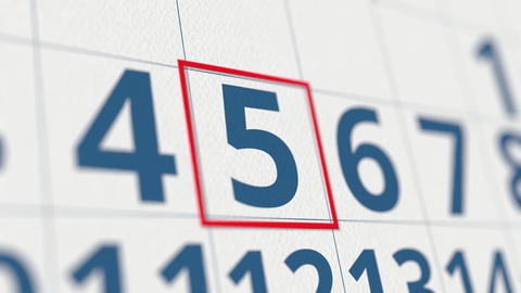 Calendar with marked 5 day of the month close-up. 3D rendering