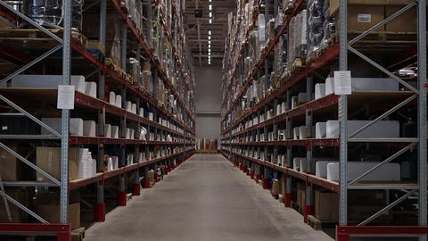 large warehouse of consumer goods. logistics center of trade