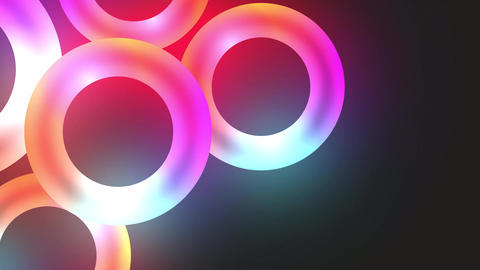4K.abstract motion beautiful colorful title animation donuts circle on left side screen