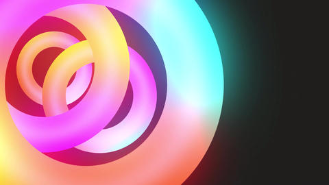4K.abstract motion beautiful colorful title animation donuts circle on left side screen