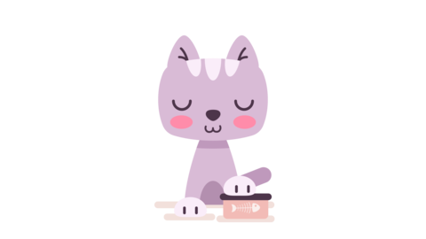 4K Animation. Cute Kitty Wants to Eat. Alpha Channel. Transparent Background