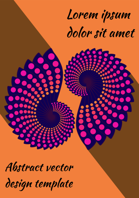 Two purple spiral abstract shapes resembling a snail shell on an apricot pink