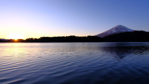 Sunrise and Mt. Fuji from Lake kawaguchi Japan