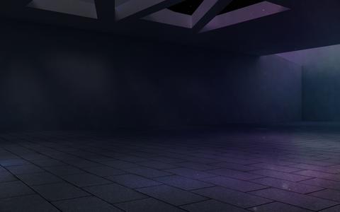 Dark concrete room, mysterious scene, 3d rendering