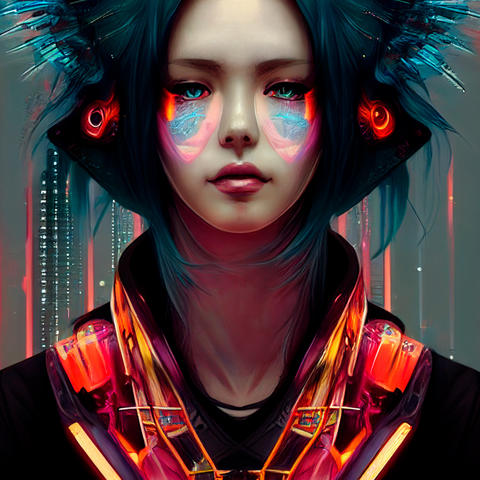 Spectacular cyberpunk neon futuristic girl