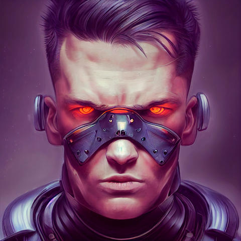 Spectacular cyberpunk neon futuristic soldier man