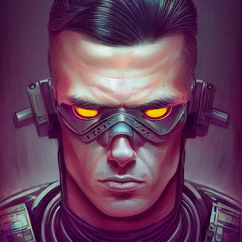 Spectacular cyberpunk neon futuristic soldier man