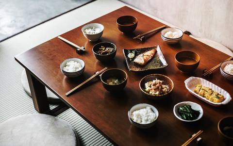 Japanese food set on the table