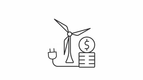 Animated wind energy linear icon