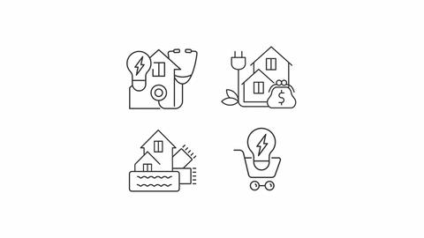 Animated home energy linear icons