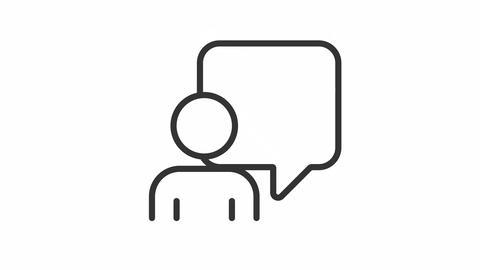 Animated person talks linear icon