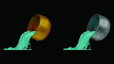 element of gold and silver bowl with water thai culture from image traced 3d
