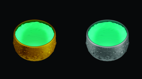 element of gold and silver bowl with water thai culture from image traced 3d