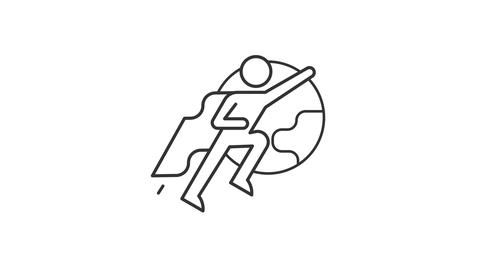 Animated world rescuer linear icon