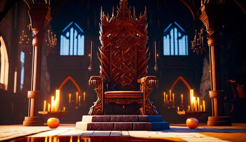 Throne sitting in the middle of room. Generative AI