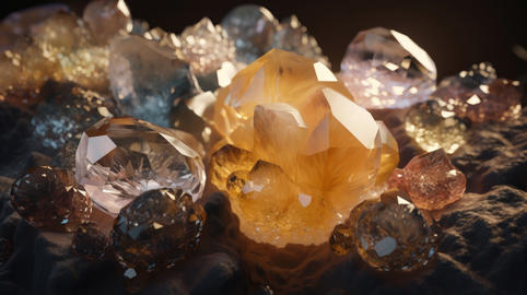 ?rystals and minerals. Illustration AI Generative