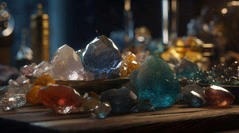 ?rystals and minerals. Illustration AI Generative