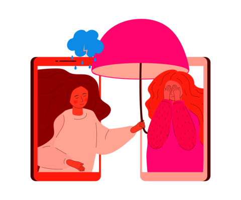Online psychology help. Sad, crying woman with Stock vector 24737852 ...