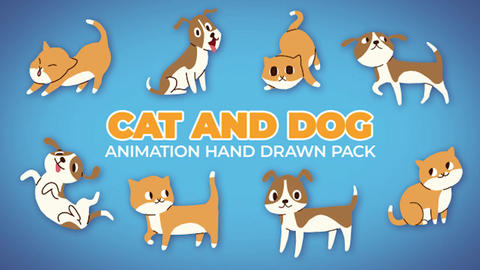 Cat And Dog Animation Hand Drawn Pack