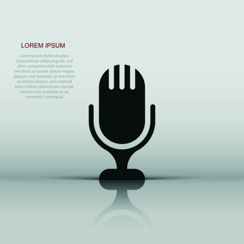 Microphone icon in flat style. Mic broadcast vector illustration on white