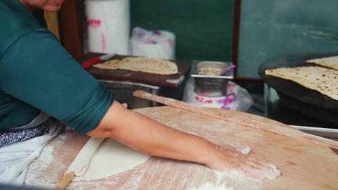 Cooking Turkish Gozleme