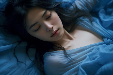 Japanese women sleeping in blue nightgowns