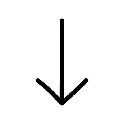 Arrow vertical down doodle handwriting line drawing
