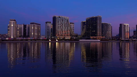 Modern contemporary acrhitecture district Belgrade Waterfront on river Sava