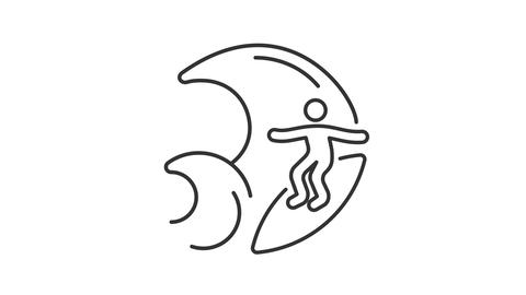 Big wave surfing line animation