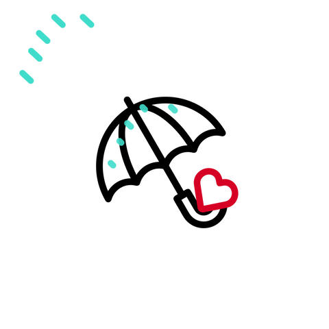 Heart love umbrella icon animation (heart filled white)