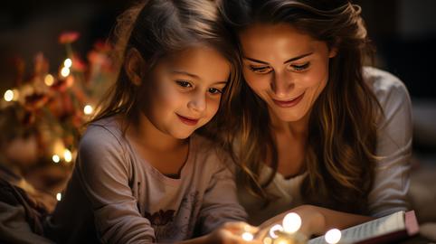 mother and daughter enjoying a storybook together