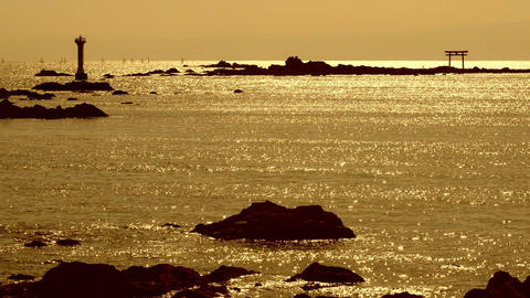 Sunset in Shonan Scenery near the torii gate of Najima (Nashima)