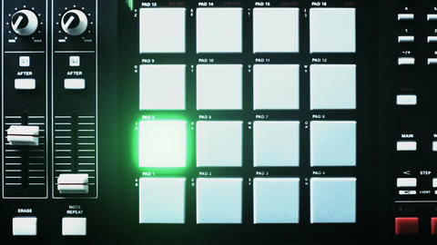 Beat machine light streaks and lit drum pads