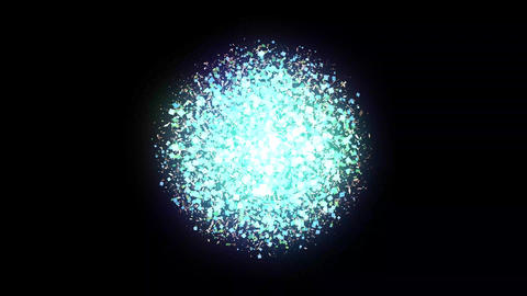 Blue-glowing particles' sphere