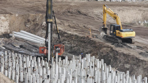 Piling driving machine at a construction site d Animated GIF 28158197 ...