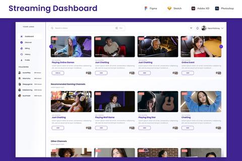Game Live Streaming, Gaming Stream White Dashboa UI template 28266586 ...