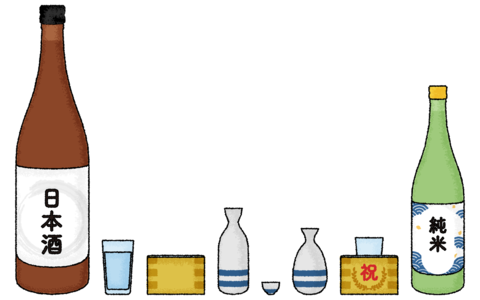 手描き風アナログタッチの日本酒のセット
