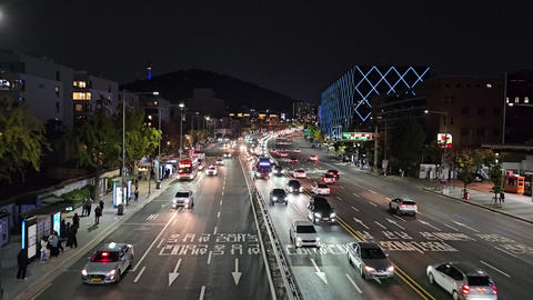 Seoul, roads, traffic, night, scenery
