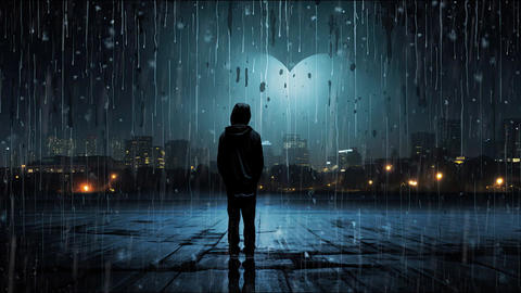 sad boy alone in love in rain