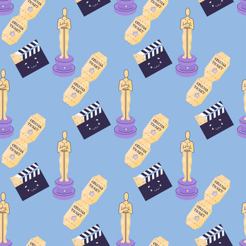 Tagged seamless movie clap pattern, oscars, movie ribbon, movie