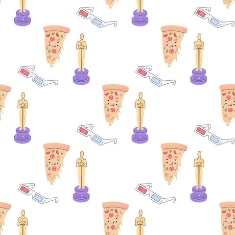 Tagged seamless movie clap pattern, oscars, movie ribbon, movie