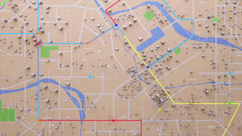 3D Rendering Top view City map with navigator line and d GIF 28891201 ...