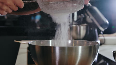 Close-up Cook Sifting Flour through Sieve for B Animated GIF 29137660 ...