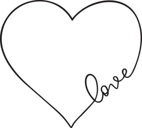 Heart and love lettering