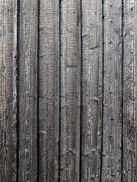 The texture of the building is made using the traditional Japanese method of burning cedar for walls