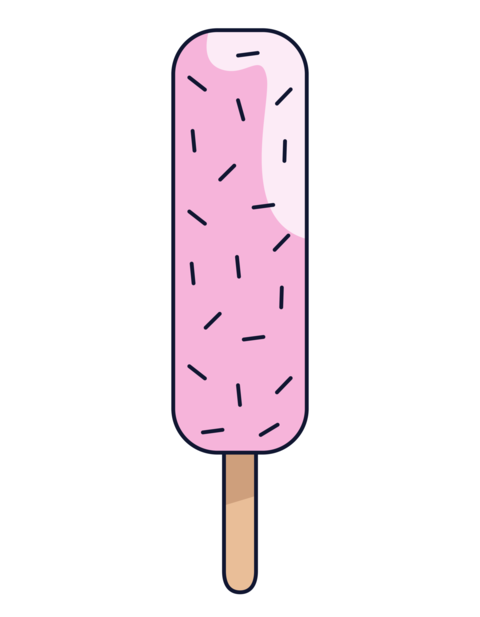 Pink popsicle with chocolate chips