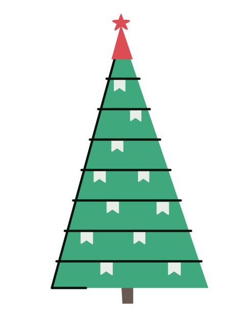 Spruce decorated with flags