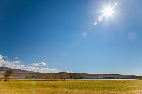 Sunrise over the mountains in the Altai Republic